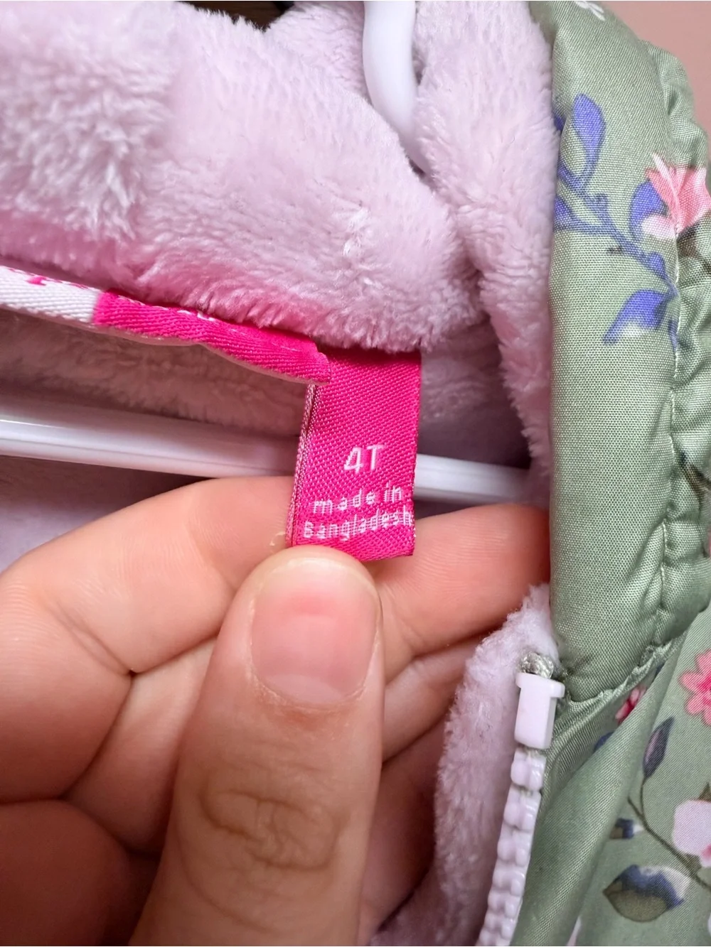 Penelope Mack Girls' Floral Hooded Raincoat - Sage Green & Pink